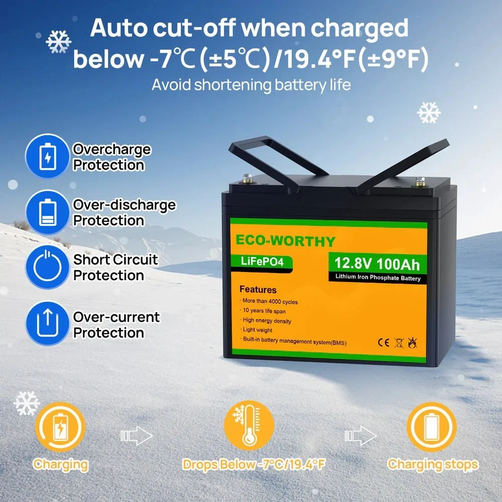 ECO-WORTHY 12V 100Ah Lithium Iron Phosphate Battery, image 2