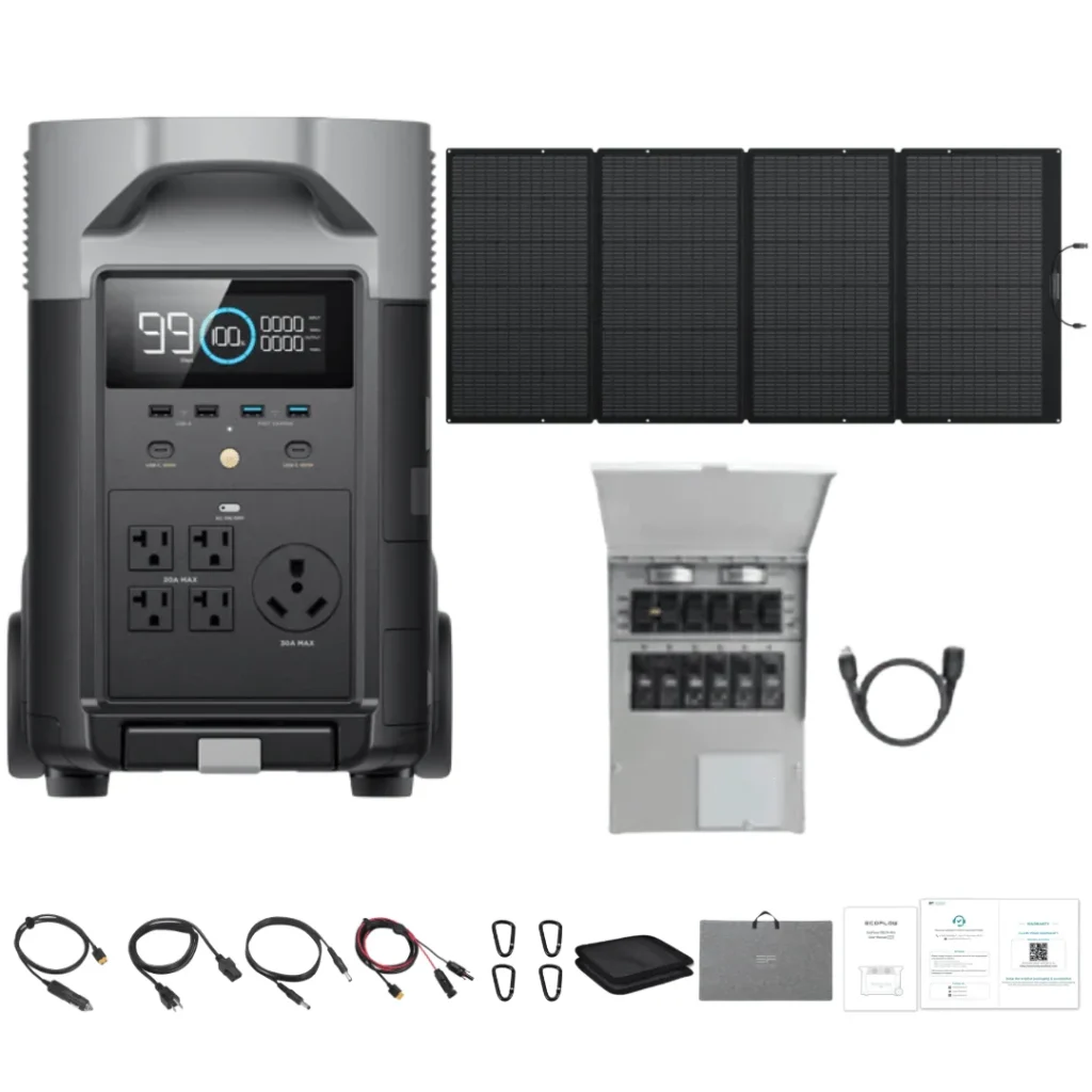 EcoFlow DELTA Pro + 400W Portable Solar Panel + Transfer Switch