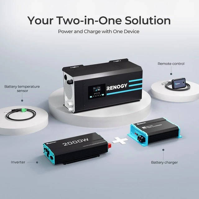 Renogy 2000W 12V Pure Sine Wave Inverter Charger w/ LCD Display, image 3