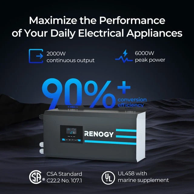 Renogy 2000W 12V Pure Sine Wave Inverter Charger w/ LCD Display, image 6