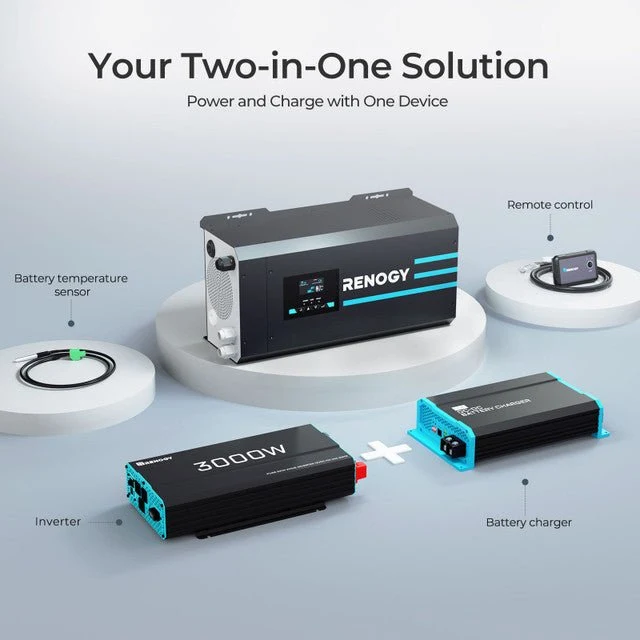 Renogy 3000W 12V Pure Sine Wave Inverter Charger w/ LCD Display, image 3