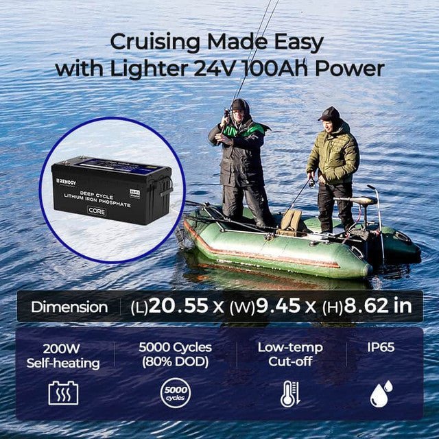 Renogy Core 24V 100Ah Deep Cycle Lithium Iron Phosphate Battery with 48V 10A Rover Boost Charge Controller, image 8