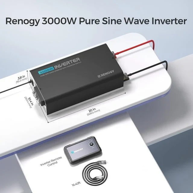 Renogy PUH 12V 3000W Pure Sine Wave Inverter with UPS Transfer Switch and Built-in Bluetooth, image 8