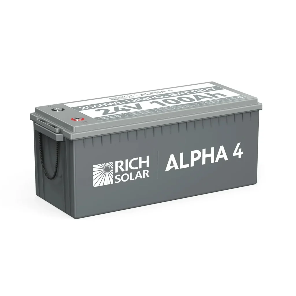 Rich Solar ALPHA 4 24V 100Ah LiFePO4 Battery w/ Internal Heating and Bluetooth