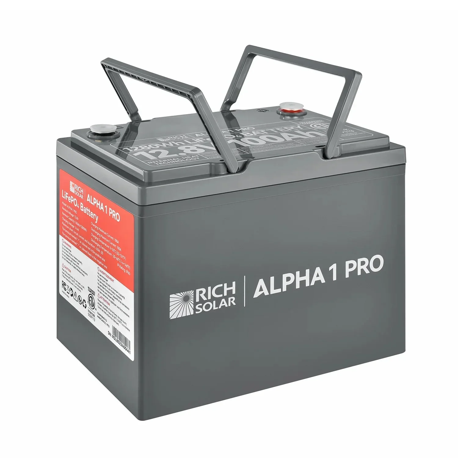 Rich Solar ALPHA 1 PRO 12V 100Ah LiFePO4 Lithium Iron Phosphate Battery, image 2