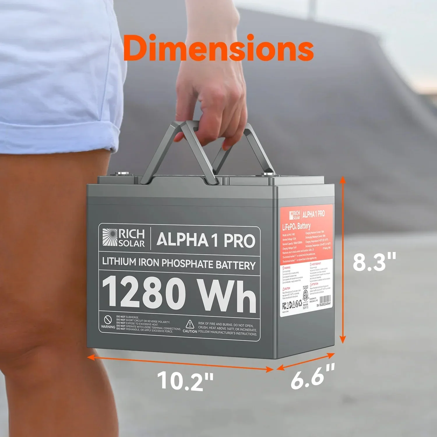 Rich Solar ALPHA 1 PRO 12V 100Ah LiFePO4 Lithium Iron Phosphate Battery, image 4
