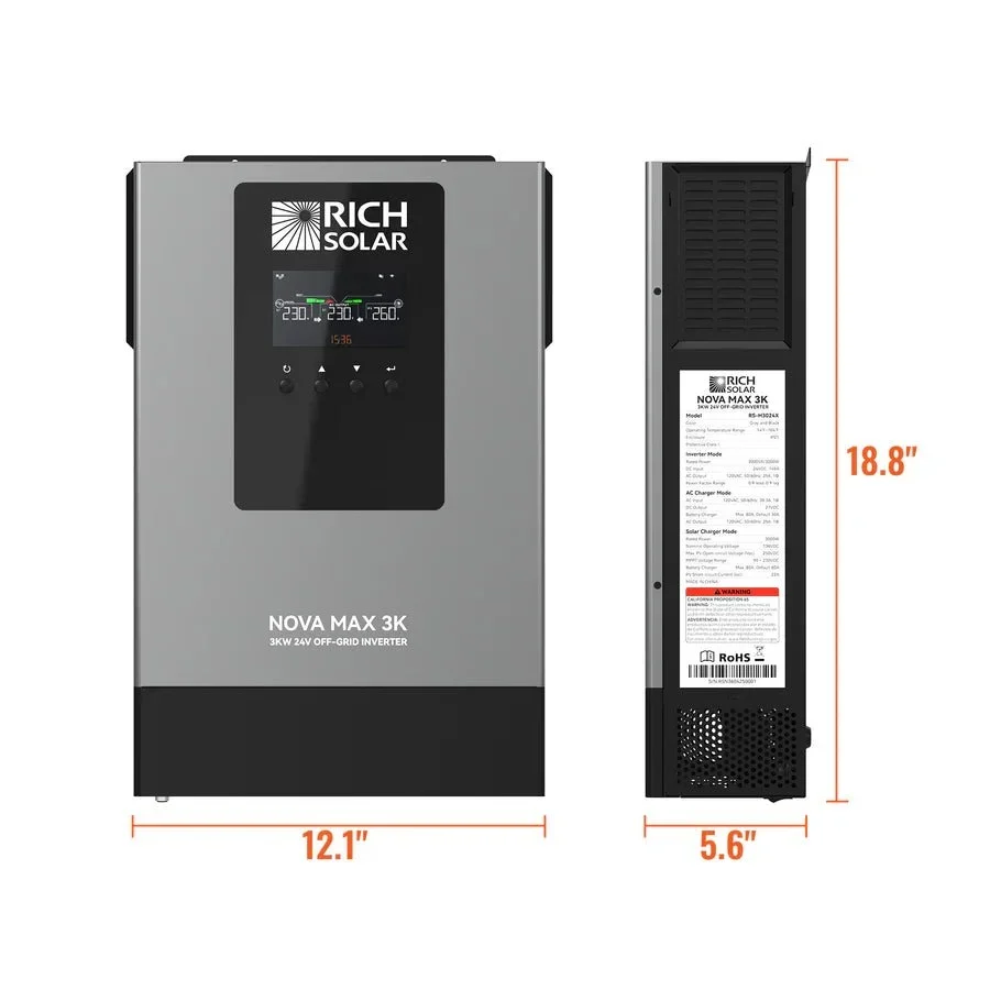 Rich Solar NOVA MAX 3K 2026 24V 3000W Off-Grid Hybrid Inverter, image 2