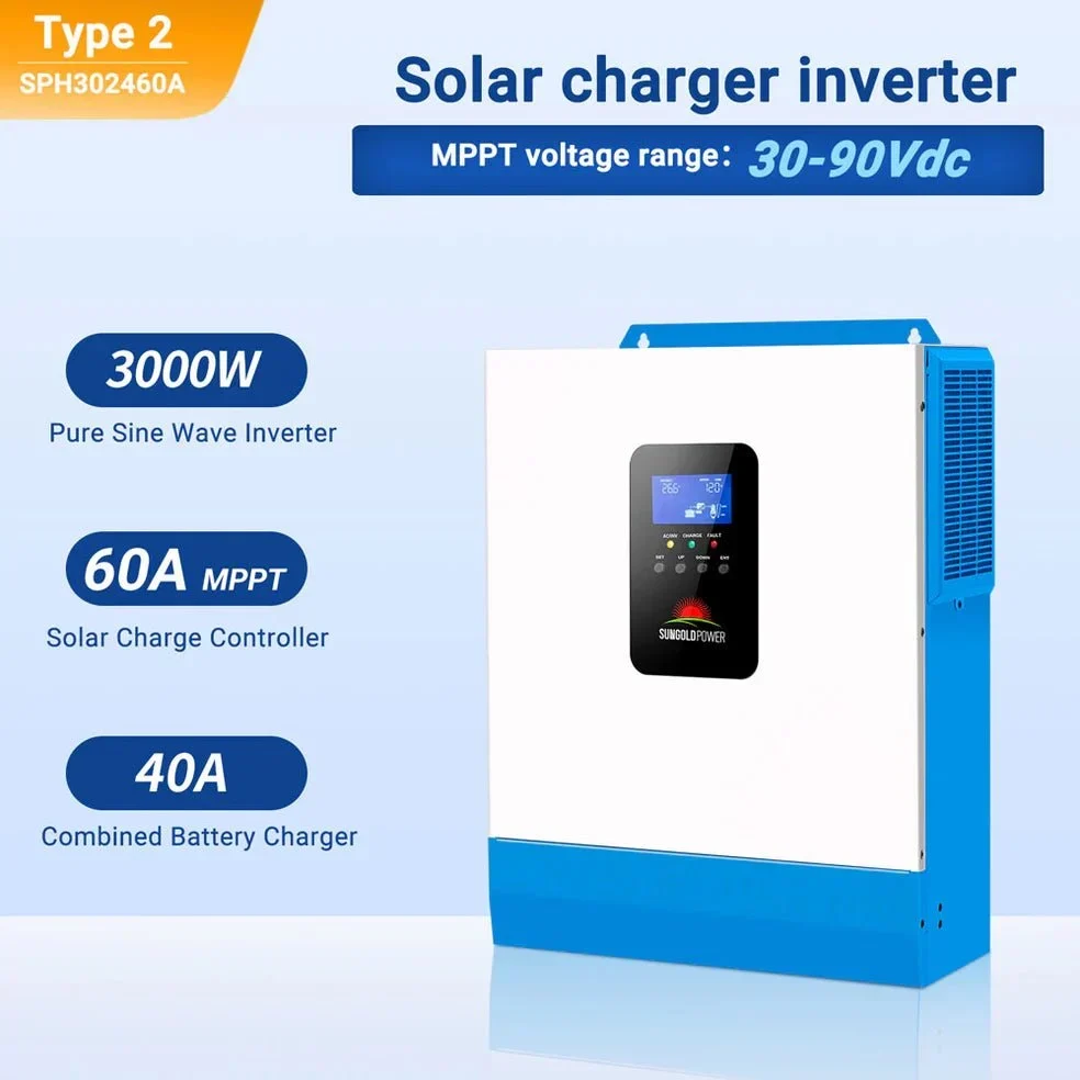 SunGoldPower 3000W 24V Solar Inverter Charger (SPH302460A), image 2