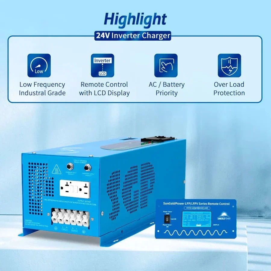 SunGoldPower 3000W DC 24V Pure Sine Wave Inverter With Charger, image 3