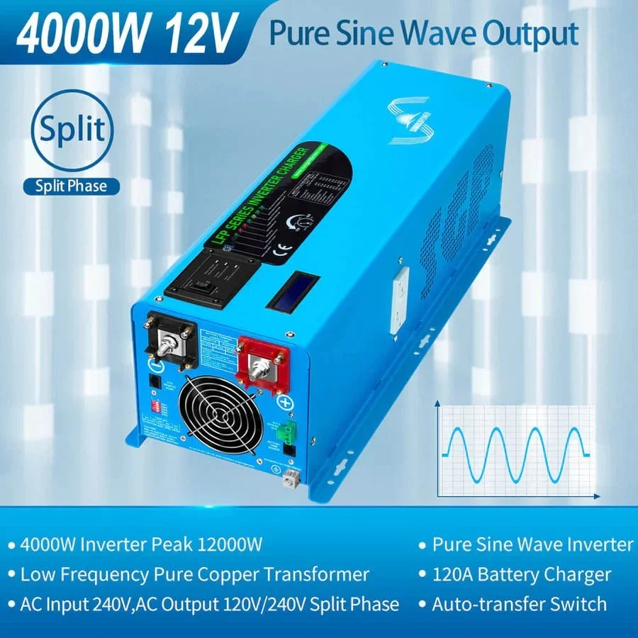 SunGoldPower 4000W DC 12V Split Phase Pure Sine Wave Inverter With Charger, image 2