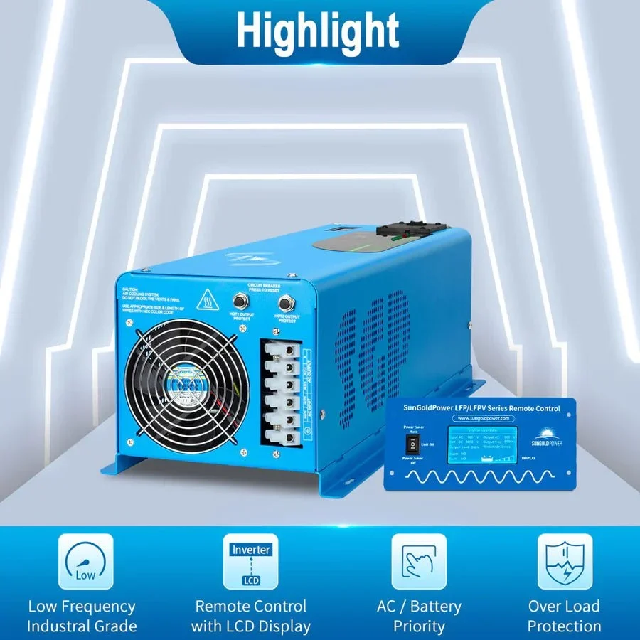 SunGoldPower 4000W DC 12V Split Phase Pure Sine Wave Inverter With Charger, image 3